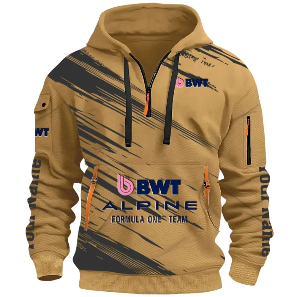 European Sports Car Hoodie Half Zip 3D, Rugged Casual Fit Hoodie CAR514 - Khaki - Image 2
