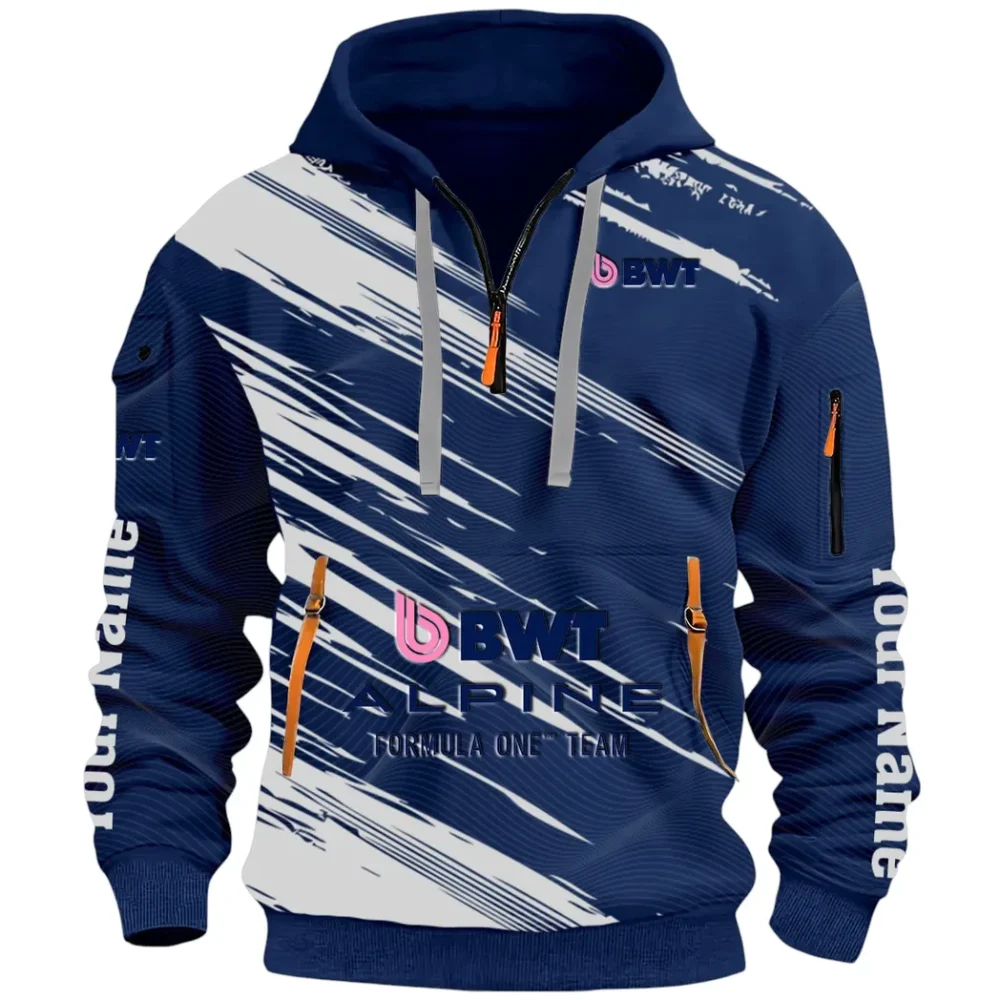 European Sports Car Hoodie Half Zip 3D, Rugged Casual Fit Hoodie CAR514 - Navy - Image 2