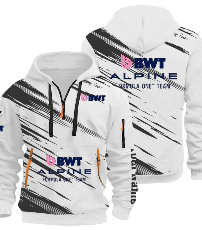 European Sports Car Hoodie Half Zip 3D, Rugged Casual Fit Hoodie CAR514 - White