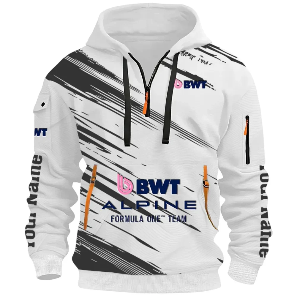 European Sports Car Hoodie Half Zip 3D, Rugged Casual Fit Hoodie CAR514 - White - Image 2