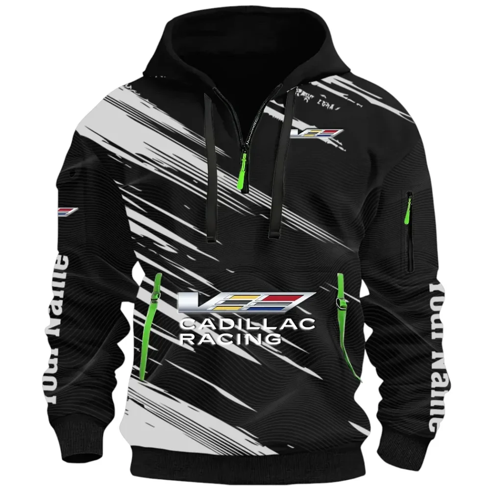 Refined Classic Ride Hoodie Half Zip 3D, Streetwear Casual Look Outfit CAR514 - Black - Image 2