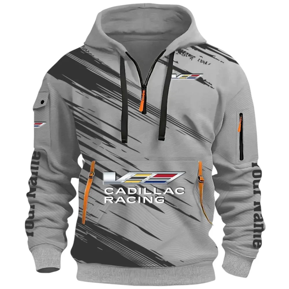 Refined Classic Ride Hoodie Half Zip 3D, Streetwear Casual Look Outfit CAR514 - Gray - Image 2