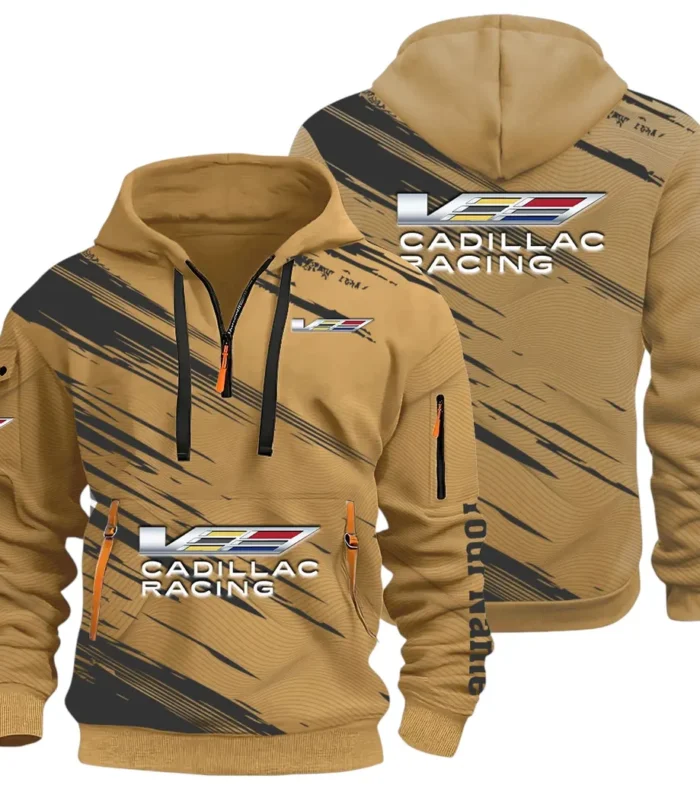 Refined Classic Ride Hoodie Half Zip 3D, Streetwear Casual Look Outfit CAR514 - Khaki