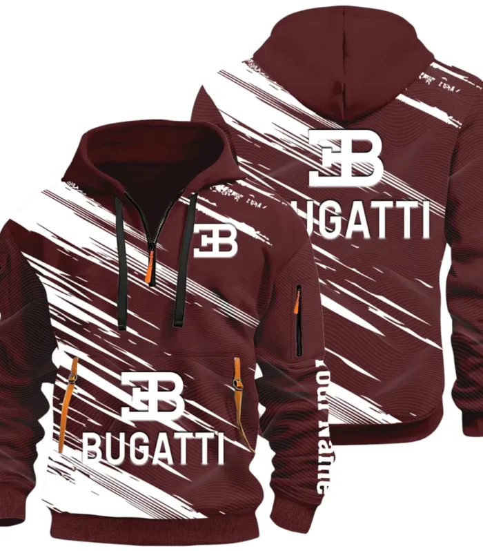 Prestige Coupe Hoodie Half Zip 3D, Urban Style & Relaxed Fit Hoodie CAR514 - Dark Red