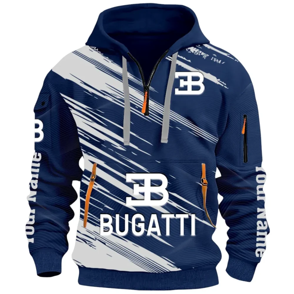Prestige Coupe Hoodie Half Zip 3D, Urban Style & Relaxed Fit Hoodie CAR514 - Navy - Image 2
