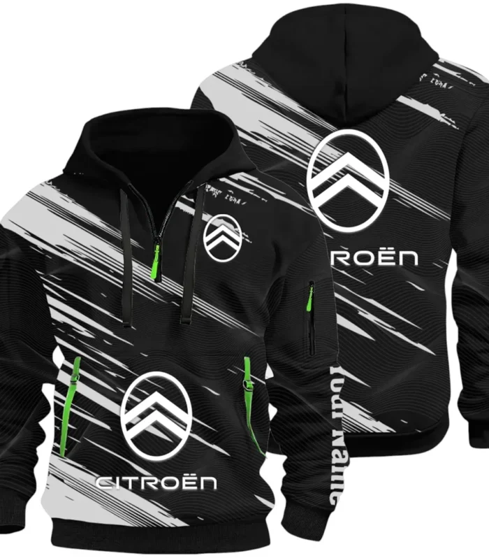 European Car Hoodie Half Zip 3D, Comfortable Everyday Hoodie CAR514 - Black