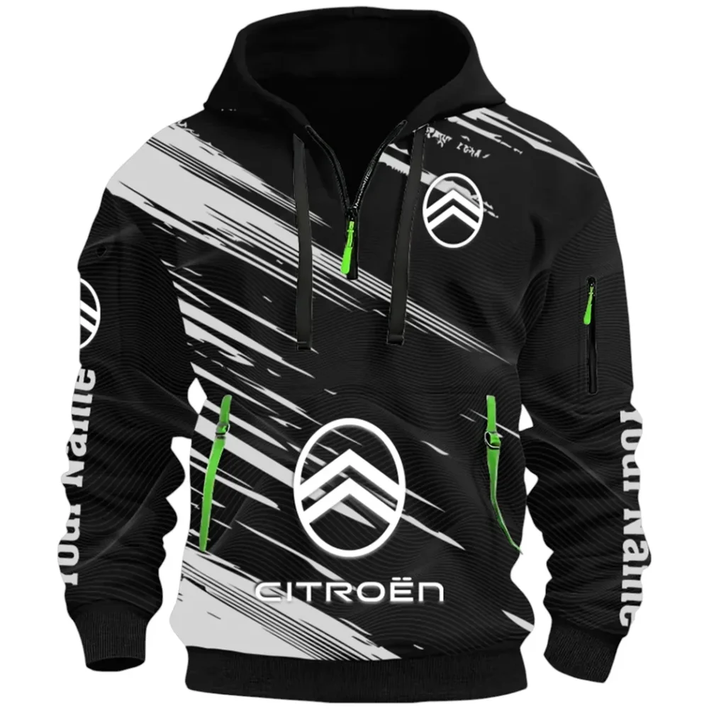 European Car Hoodie Half Zip 3D, Comfortable Everyday Hoodie CAR514 - Black - Image 2