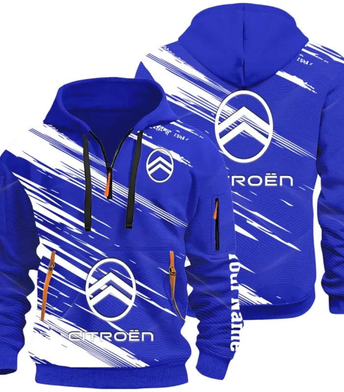 European Car Hoodie Half Zip 3D, Comfortable Everyday Hoodie CAR514 - Blue