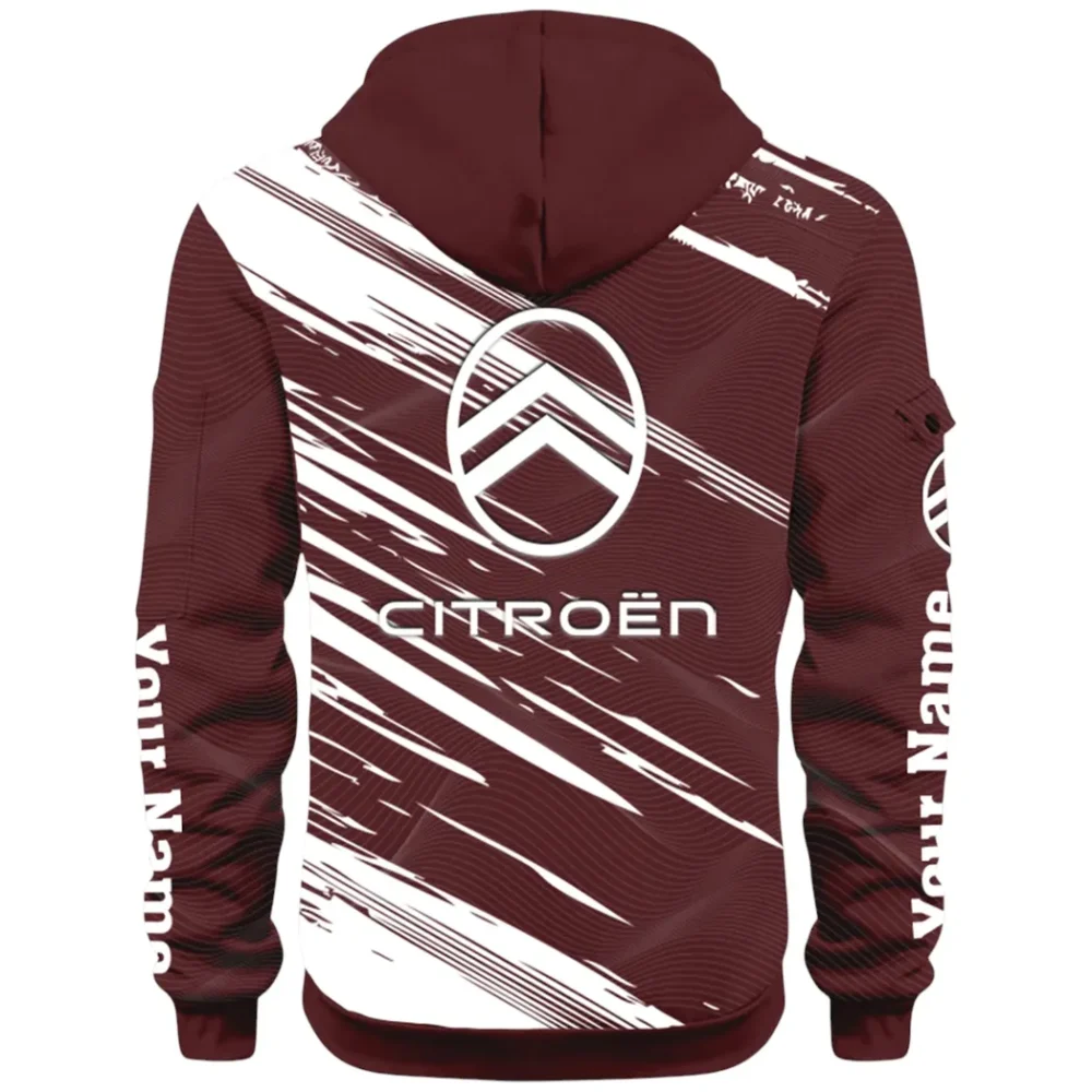 European Car Hoodie Half Zip 3D, Comfortable Everyday Hoodie CAR514 - Dark Red - Image 3