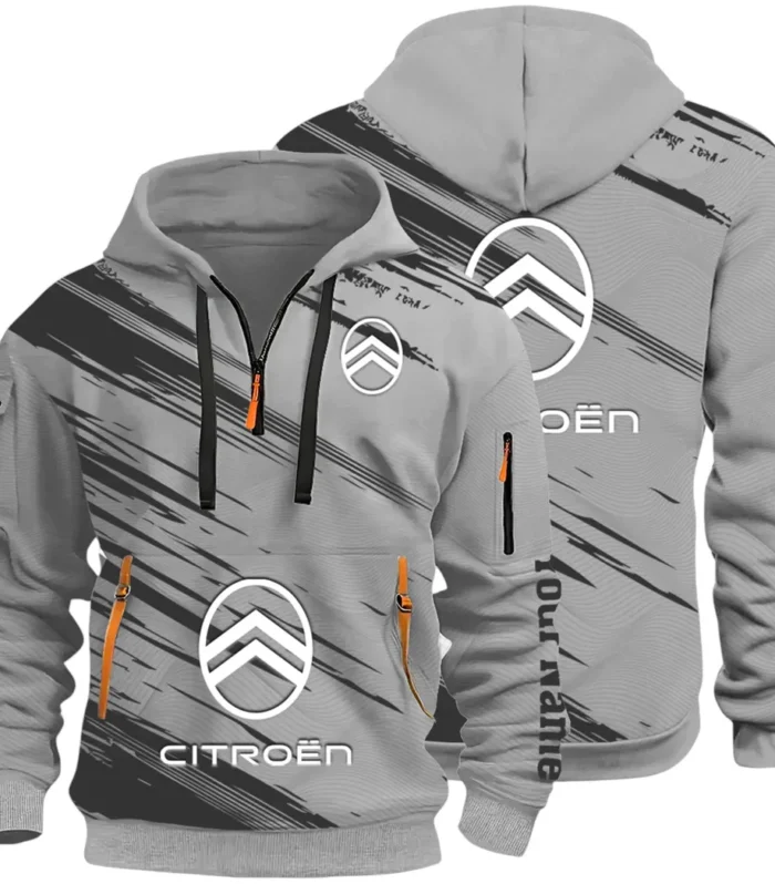 European Car Hoodie Half Zip 3D, Comfortable Everyday Hoodie CAR514 - Gray