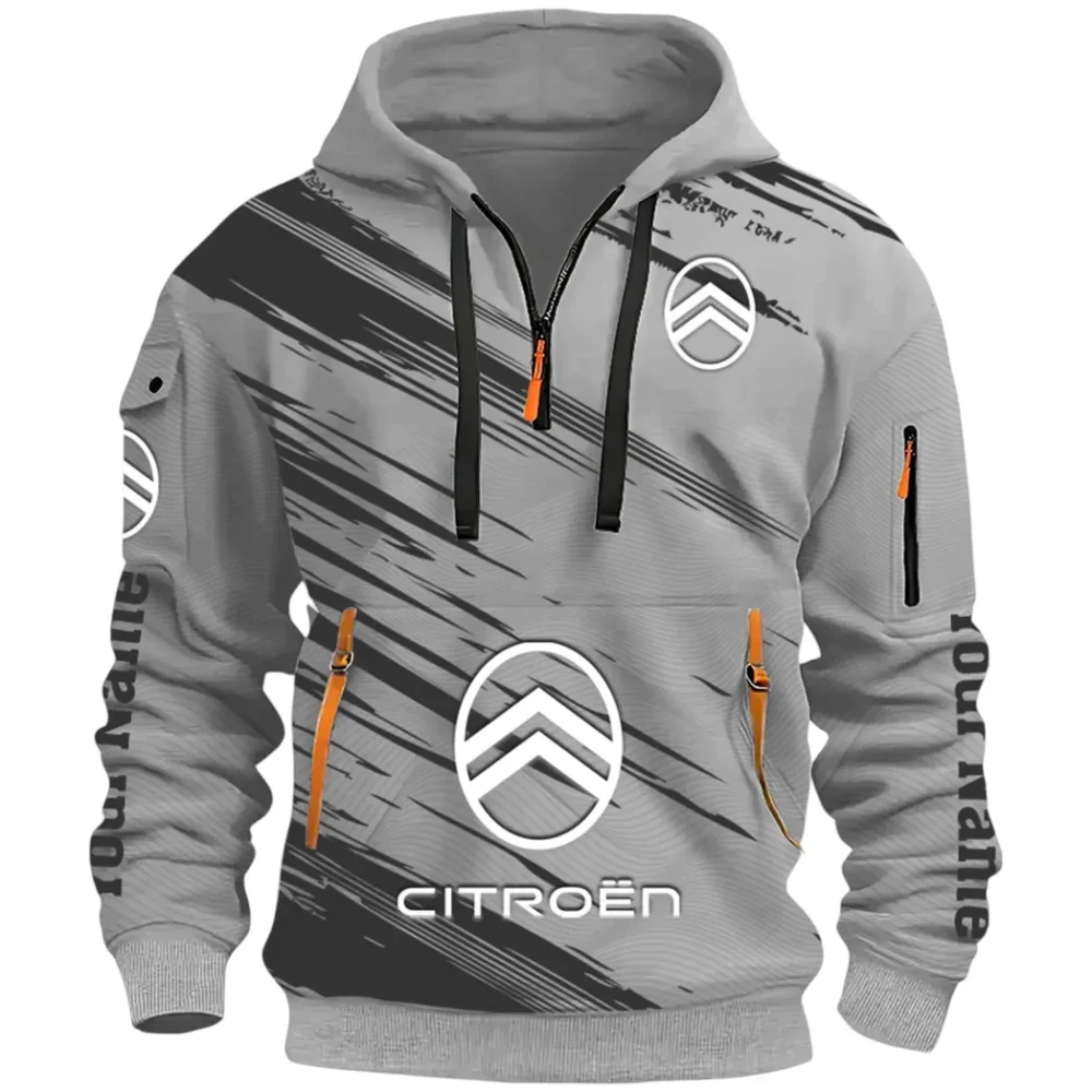 European Car Hoodie Half Zip 3D, Comfortable Everyday Hoodie CAR514 - Gray - Image 2