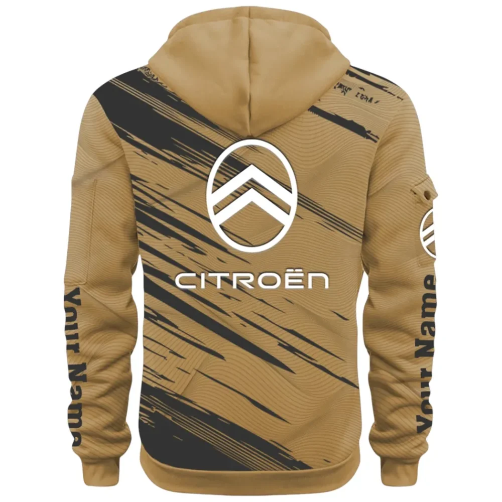 European Car Hoodie Half Zip 3D, Comfortable Everyday Hoodie CAR514 - Khaki - Image 3