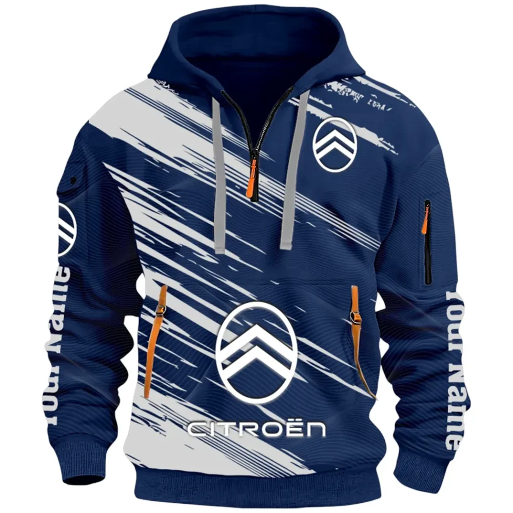 European Car Hoodie Half Zip 3D, Comfortable Everyday Hoodie CAR514 - Navy - Image 2