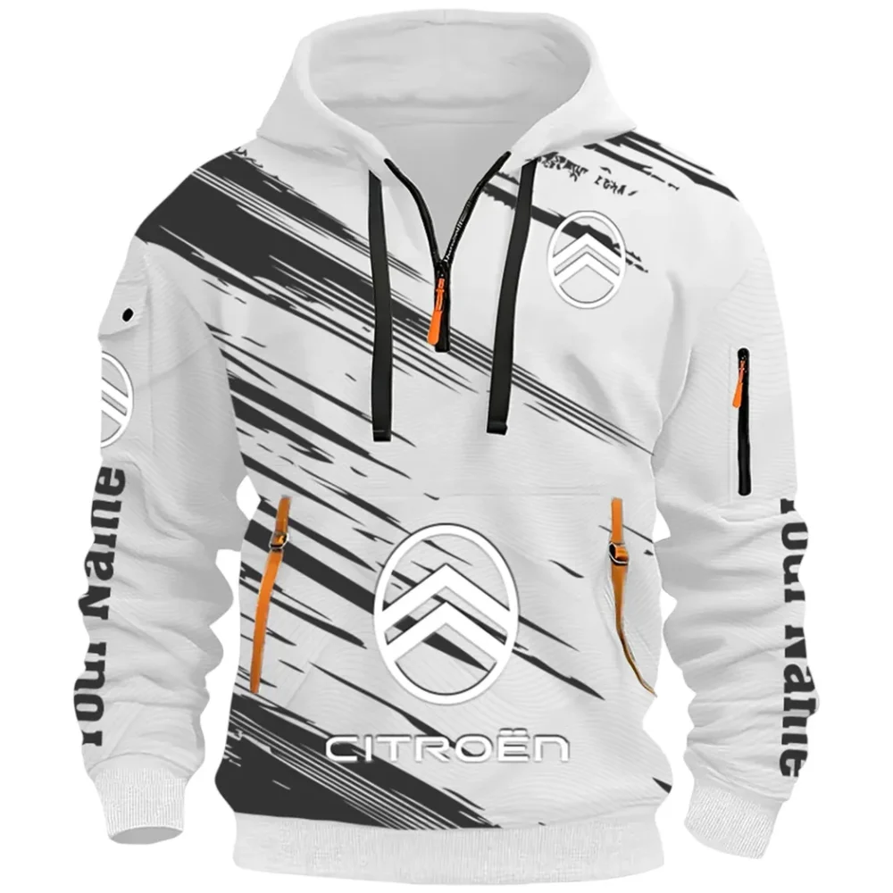 European Car Hoodie Half Zip 3D, Comfortable Everyday Hoodie CAR514 - White - Image 2