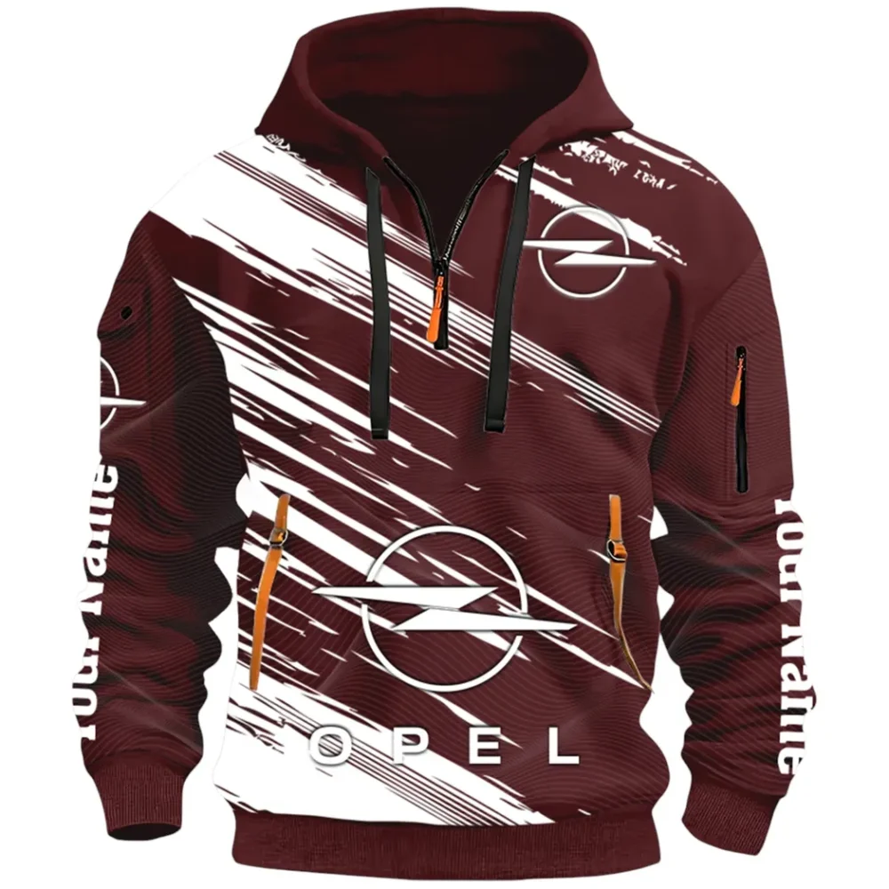 Family Vehicle Hoodie Half Zip 3D, Casual Street-Ready Hoodie CAR514 - Dark Red - Image 2
