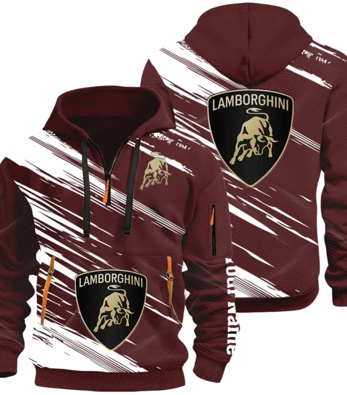 High-Performance Coupe Hoodie Half Zip 3D, Adventure-Ready Streetwear CAR514 - Dark Red