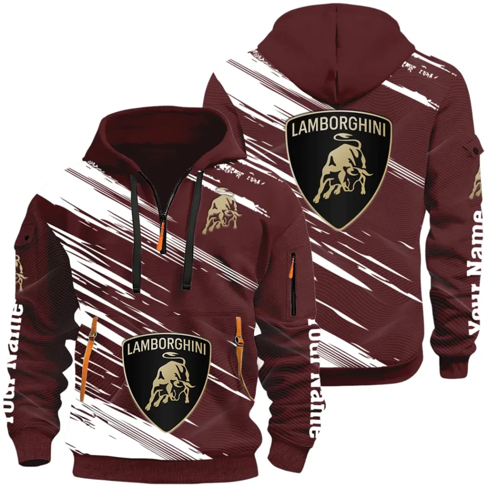 High-Performance Coupe Hoodie Half Zip 3D, Adventure-Ready Streetwear CAR514 - Dark Red - Image 3