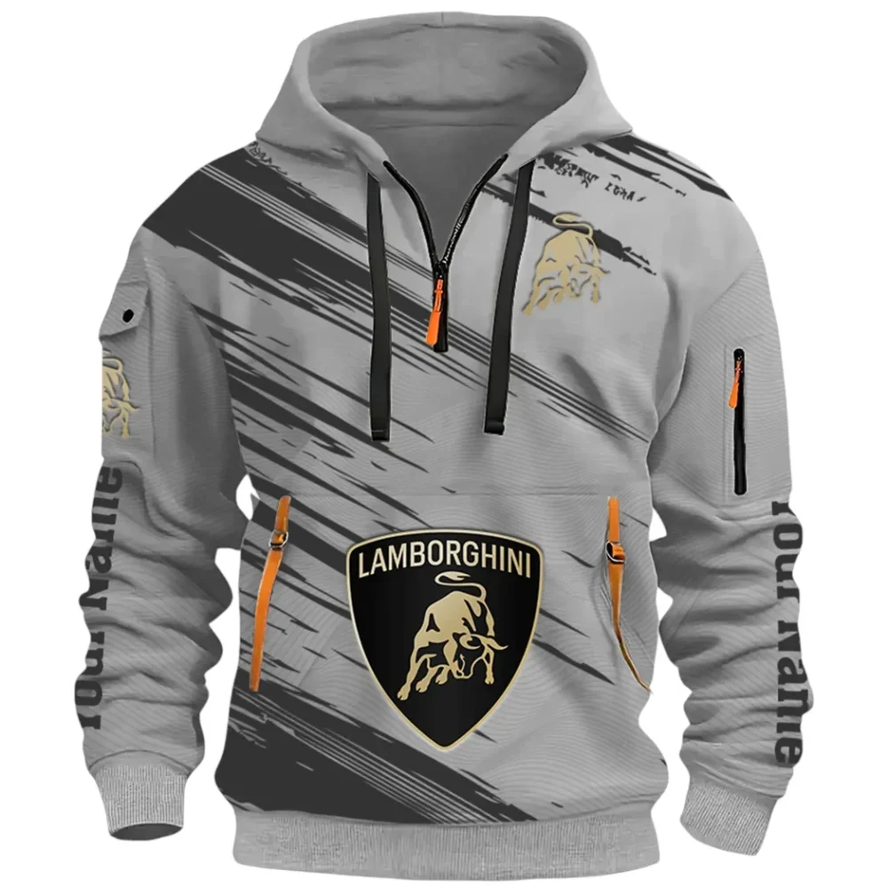 High-Performance Coupe Hoodie Half Zip 3D, Adventure-Ready Streetwear CAR514 - Gray - Image 2
