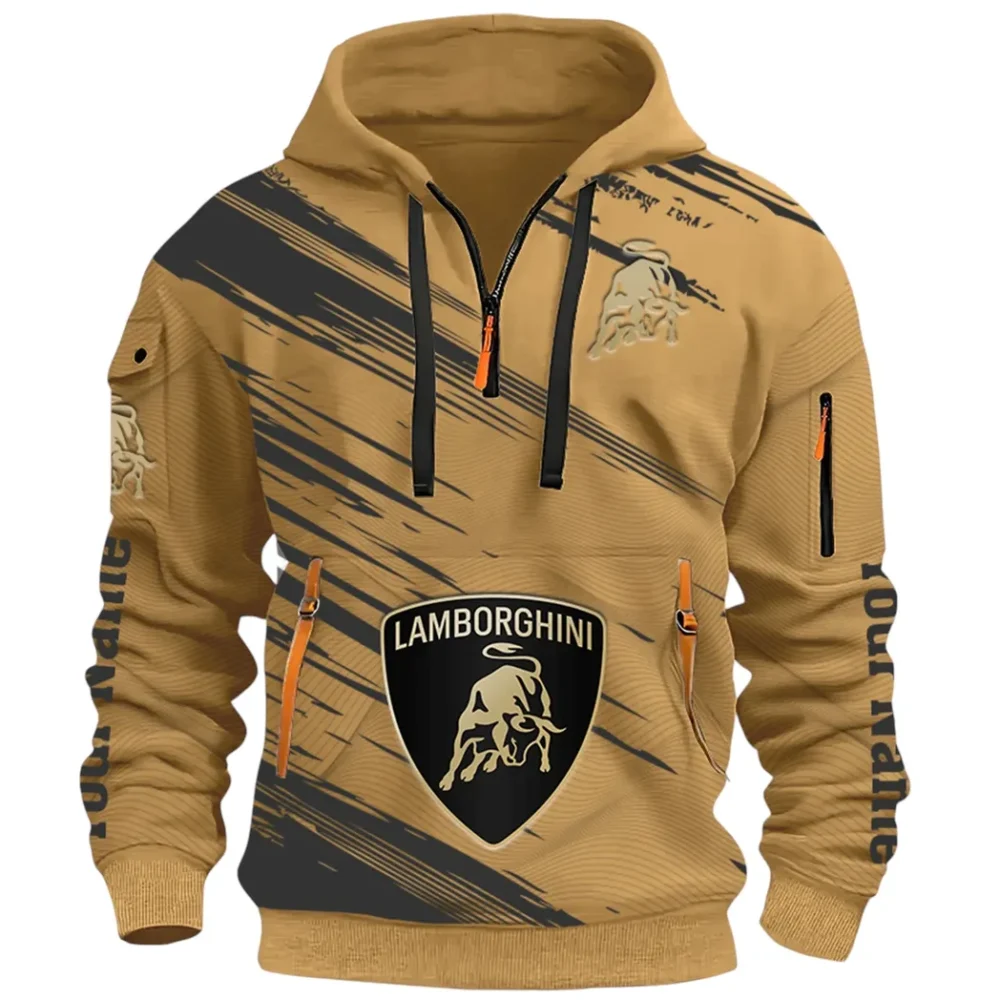 High-Performance Coupe Hoodie Half Zip 3D, Adventure-Ready Streetwear CAR514 - Khaki - Image 2