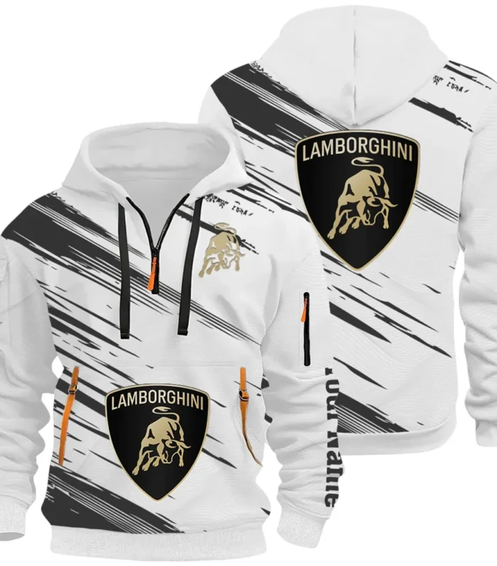 High-Performance Coupe Hoodie Half Zip 3D, Adventure-Ready Streetwear CAR514 - White