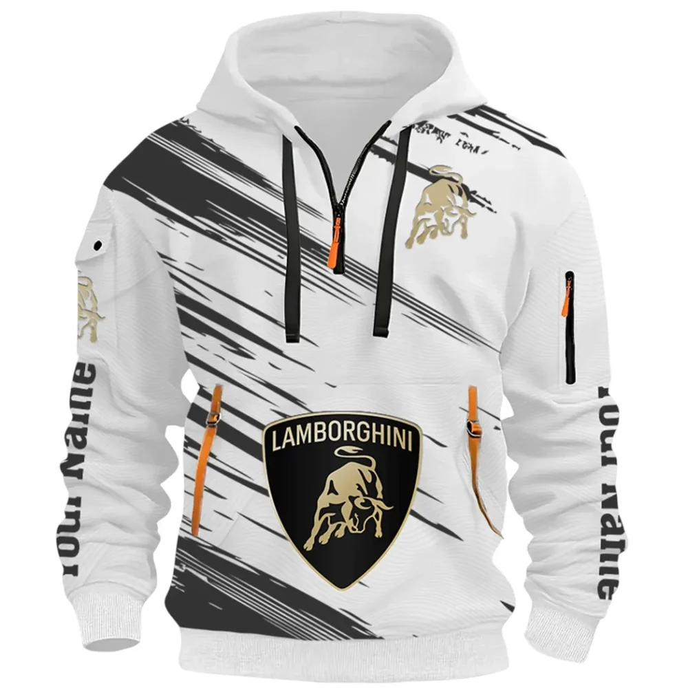 High-Performance Coupe Hoodie Half Zip 3D, Adventure-Ready Streetwear CAR514 - White - Image 2