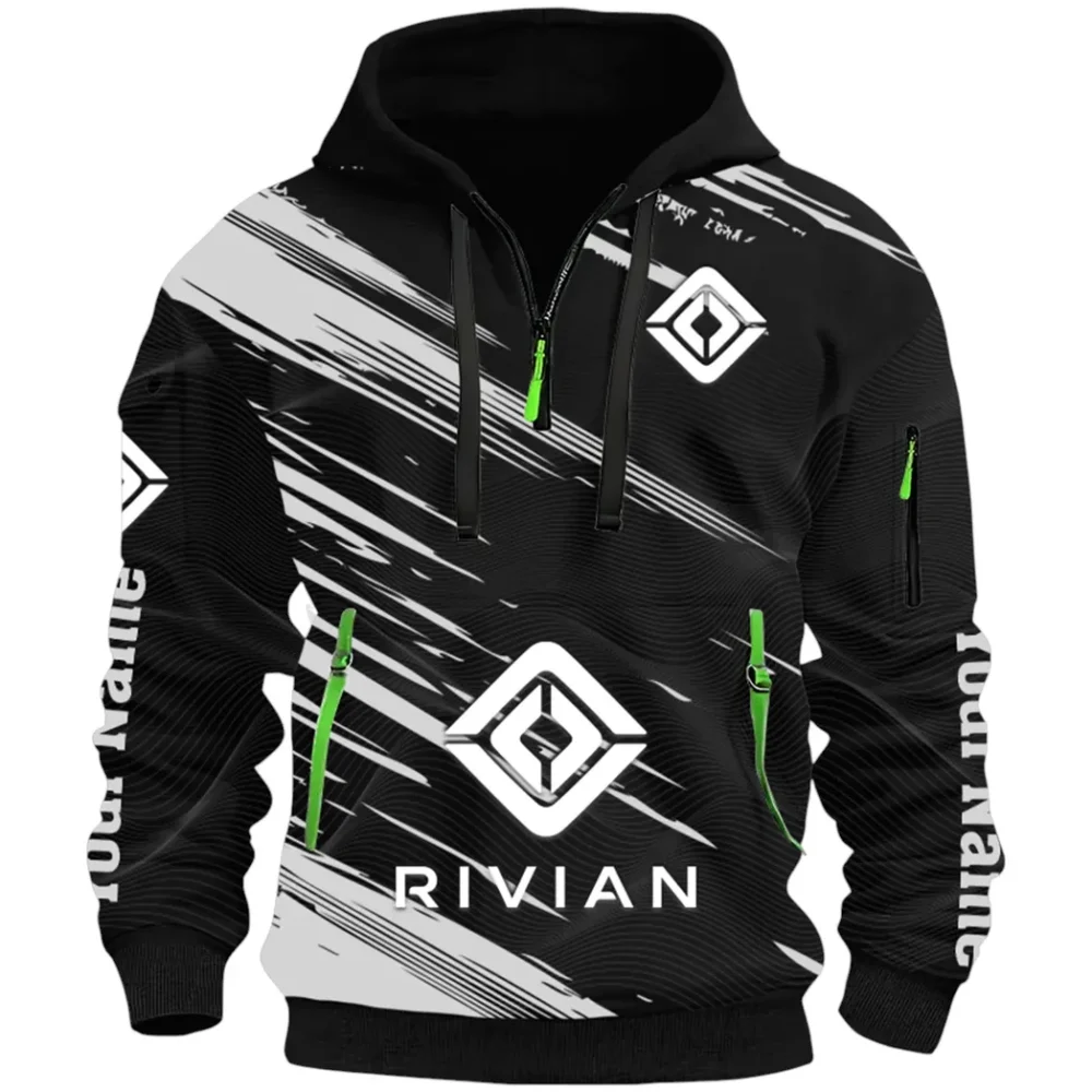 Racing Auto Hoodie Half Zip 3D, Classic Comfortable Hoodie Style CAR514 - Black - Image 2