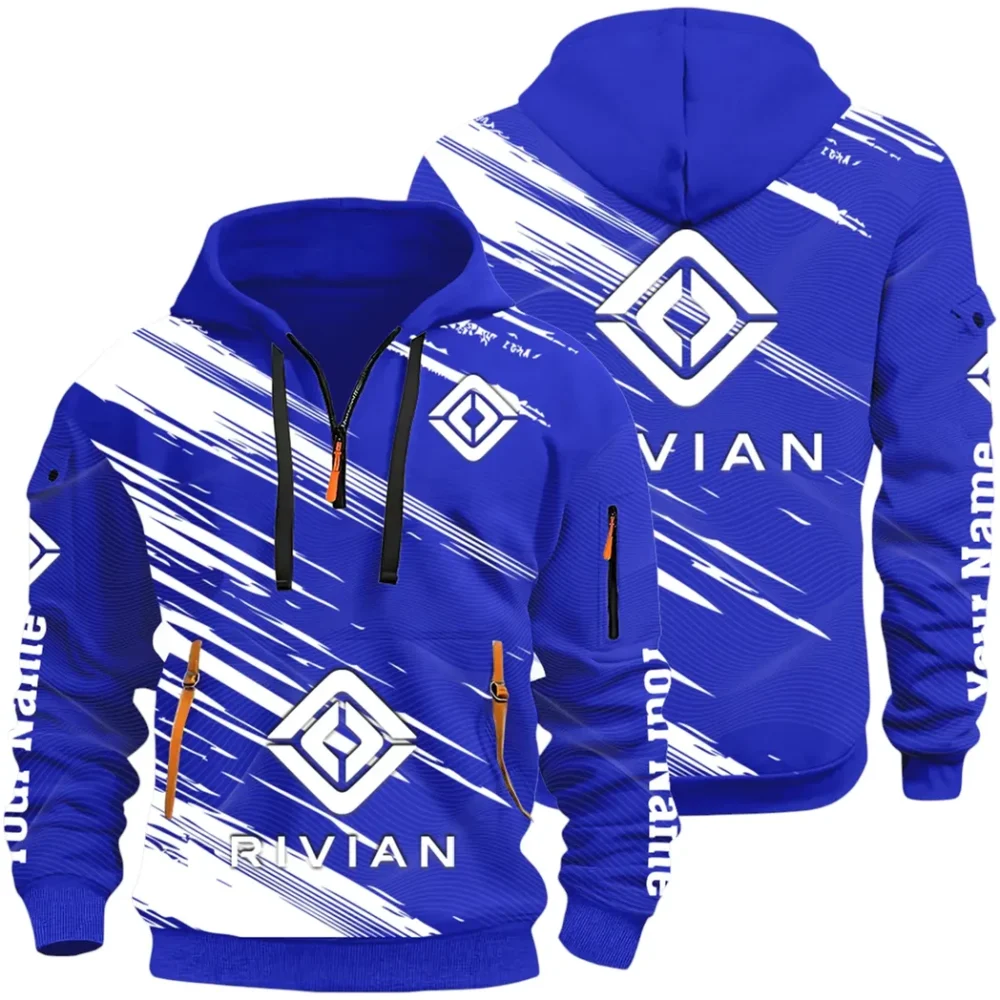 Racing Auto Hoodie Half Zip 3D, Classic Comfortable Hoodie Style CAR514 - Blue