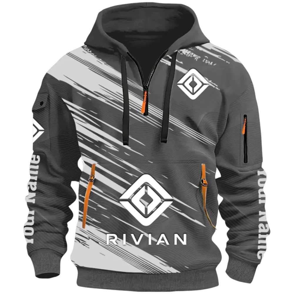 Racing Auto Hoodie Half Zip 3D, Classic Comfortable Hoodie Style CAR514 - Dark Gray - Image 2
