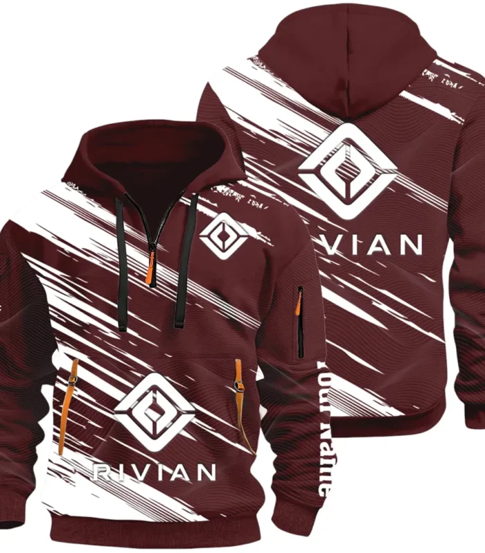 Racing Auto Hoodie Half Zip 3D, Classic Comfortable Hoodie Style CAR514 - Dark Red