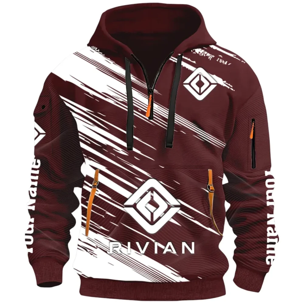 Racing Auto Hoodie Half Zip 3D, Classic Comfortable Hoodie Style CAR514 - Dark Red - Image 2
