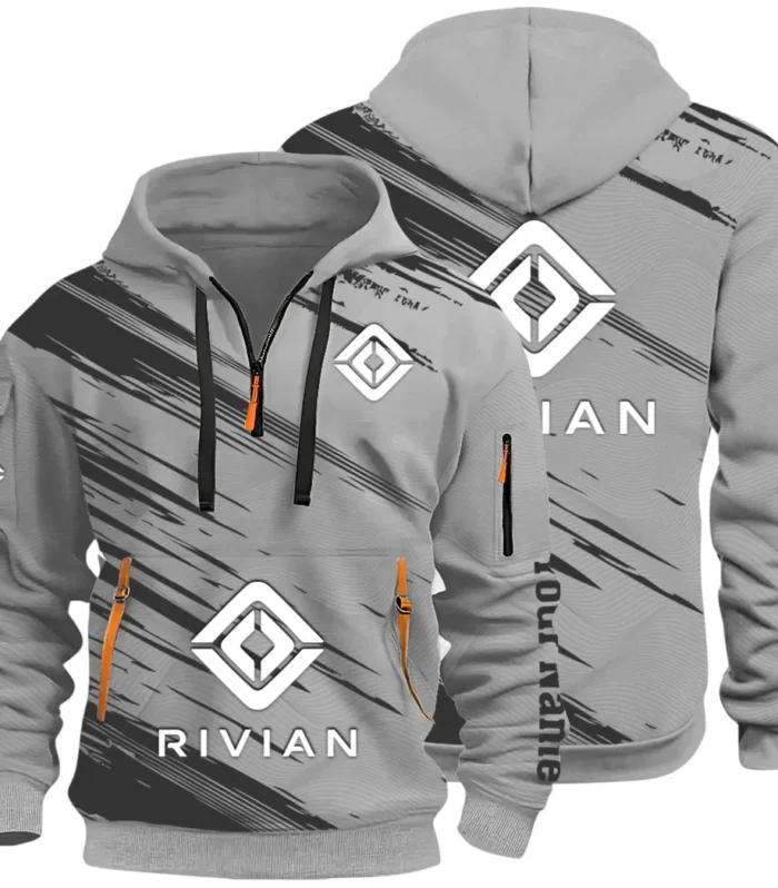 Racing Auto Hoodie Half Zip 3D, Classic Comfortable Hoodie Style CAR514 - Gray