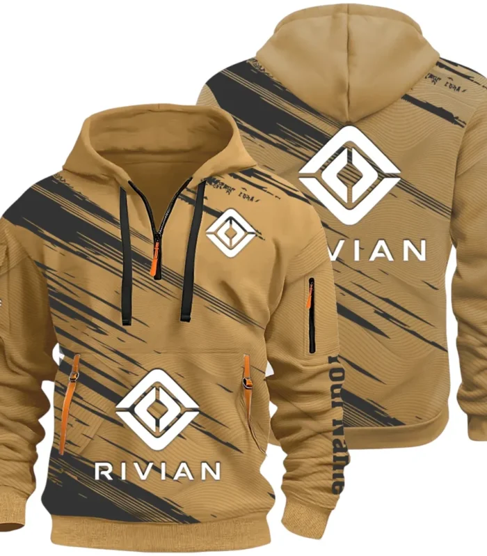 Racing Auto Hoodie Half Zip 3D, Classic Comfortable Hoodie Style CAR514 - Khaki
