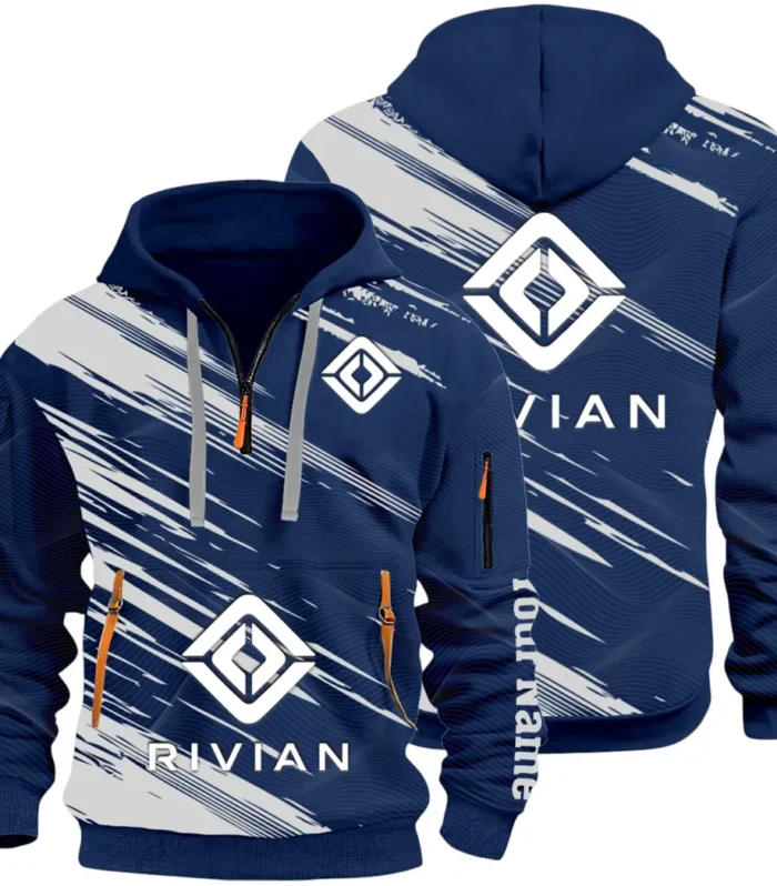 Racing Auto Hoodie Half Zip 3D, Classic Comfortable Hoodie Style CAR514 - Navy