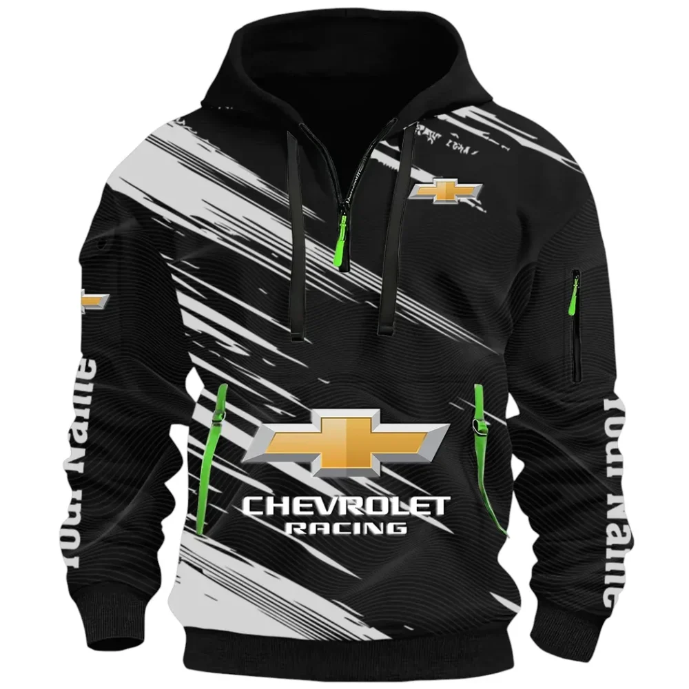 Classic Roadster Hoodie Half Zip 3D, Rugged Casual Fit Hoodie CAR514 - Black - Image 2