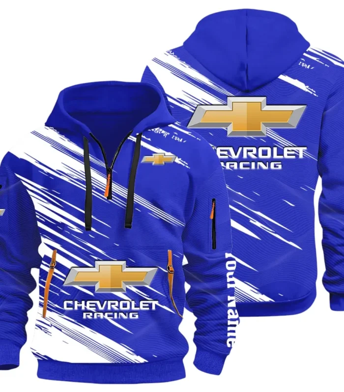Classic Roadster Hoodie Half Zip 3D, Rugged Casual Fit Hoodie CAR514 - Blue