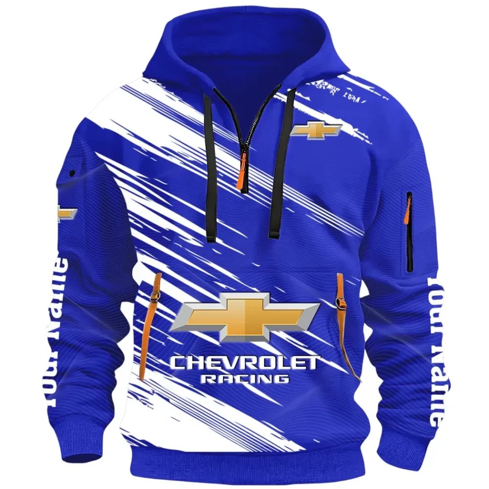 Classic Roadster Hoodie Half Zip 3D, Rugged Casual Fit Hoodie CAR514 - Blue - Image 2