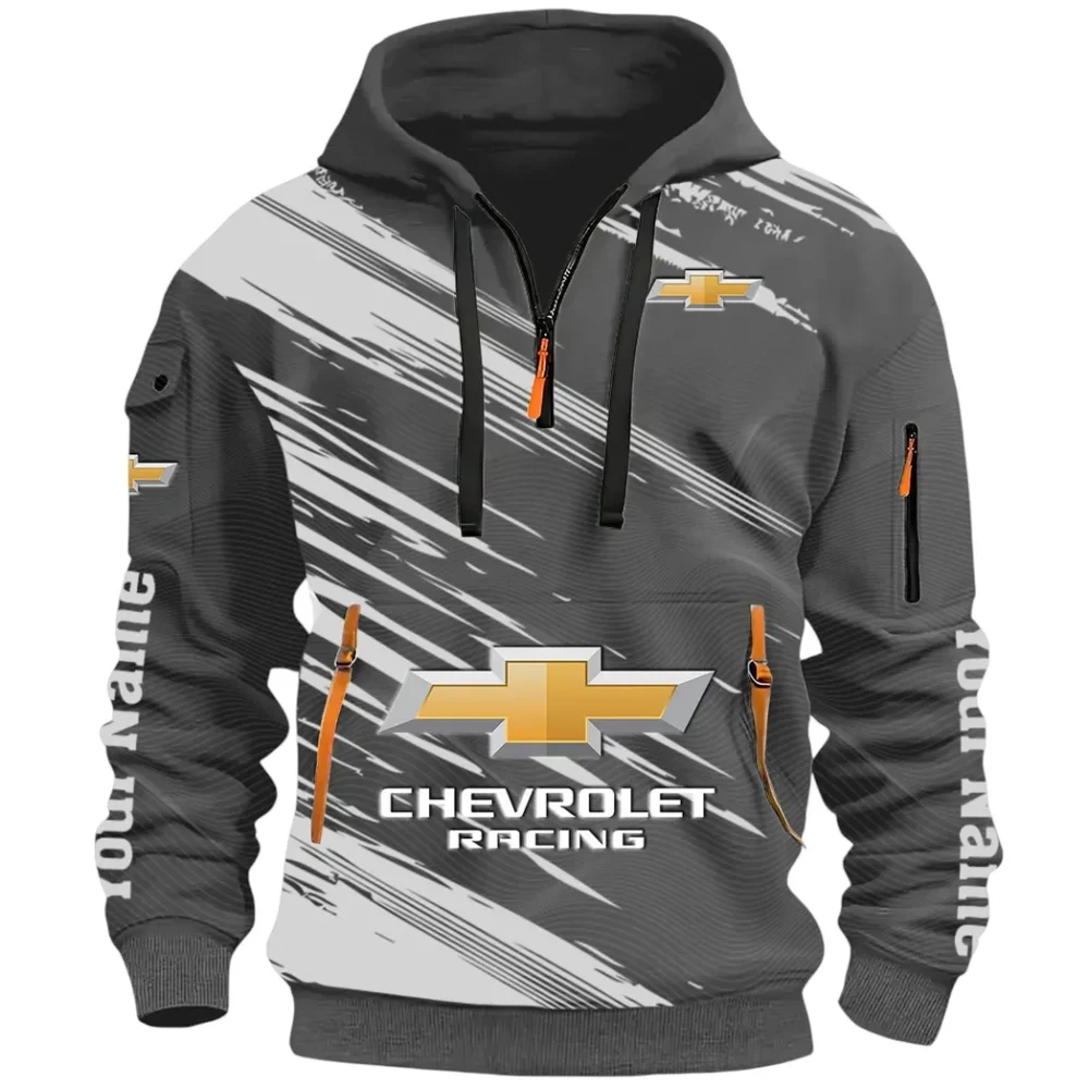 Classic Roadster Hoodie Half Zip 3D, Rugged Casual Fit Hoodie CAR514 - Dark Gray - Image 2
