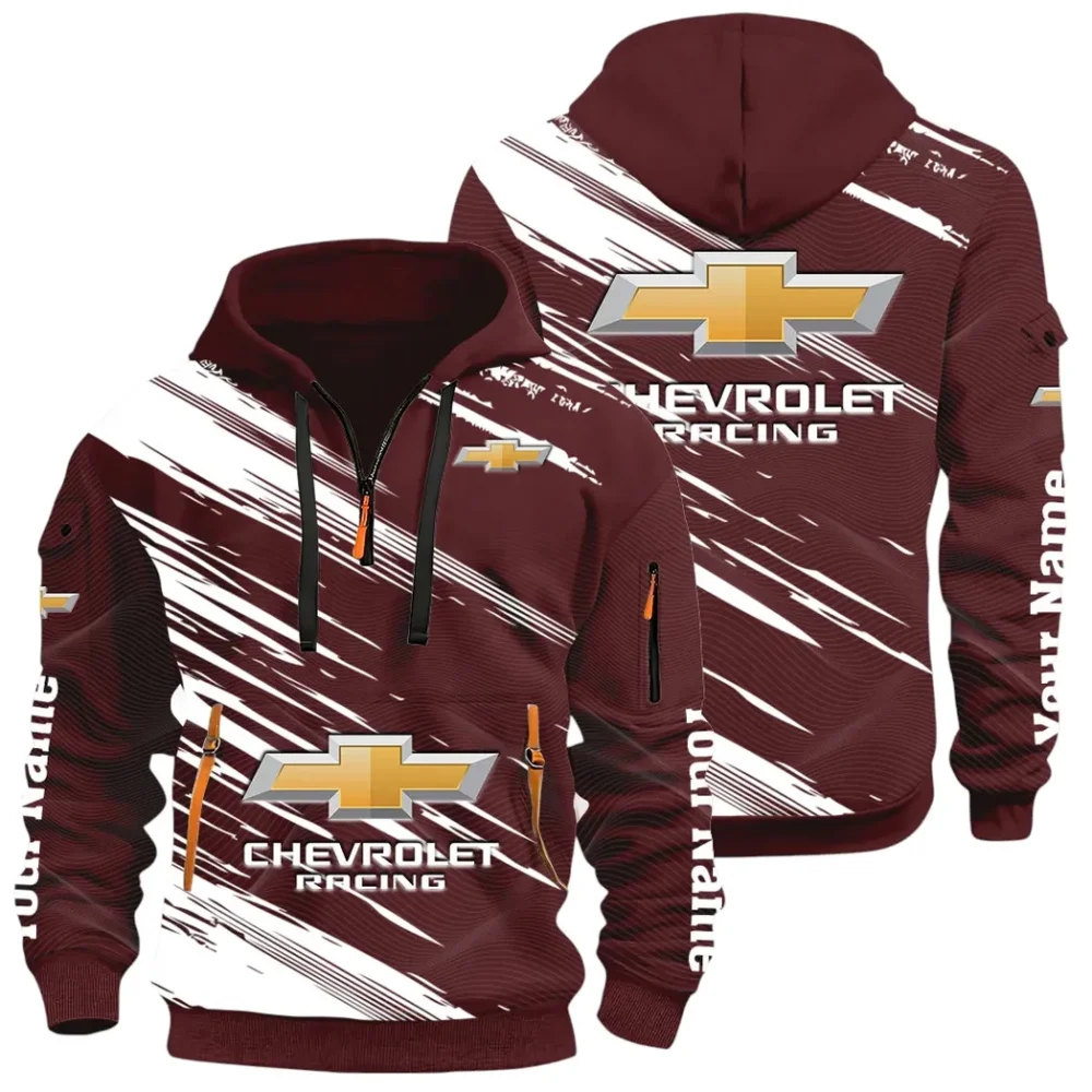 Classic Roadster Hoodie Half Zip 3D, Rugged Casual Fit Hoodie CAR514 - Dark Red