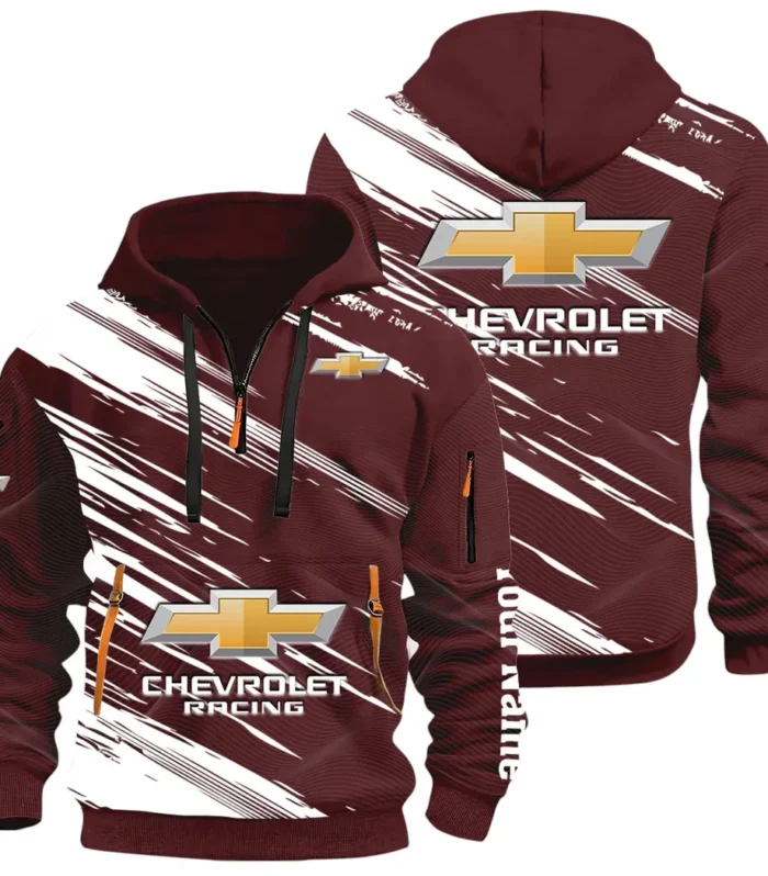 Classic Roadster Hoodie Half Zip 3D, Rugged Casual Fit Hoodie CAR514 - Dark Red