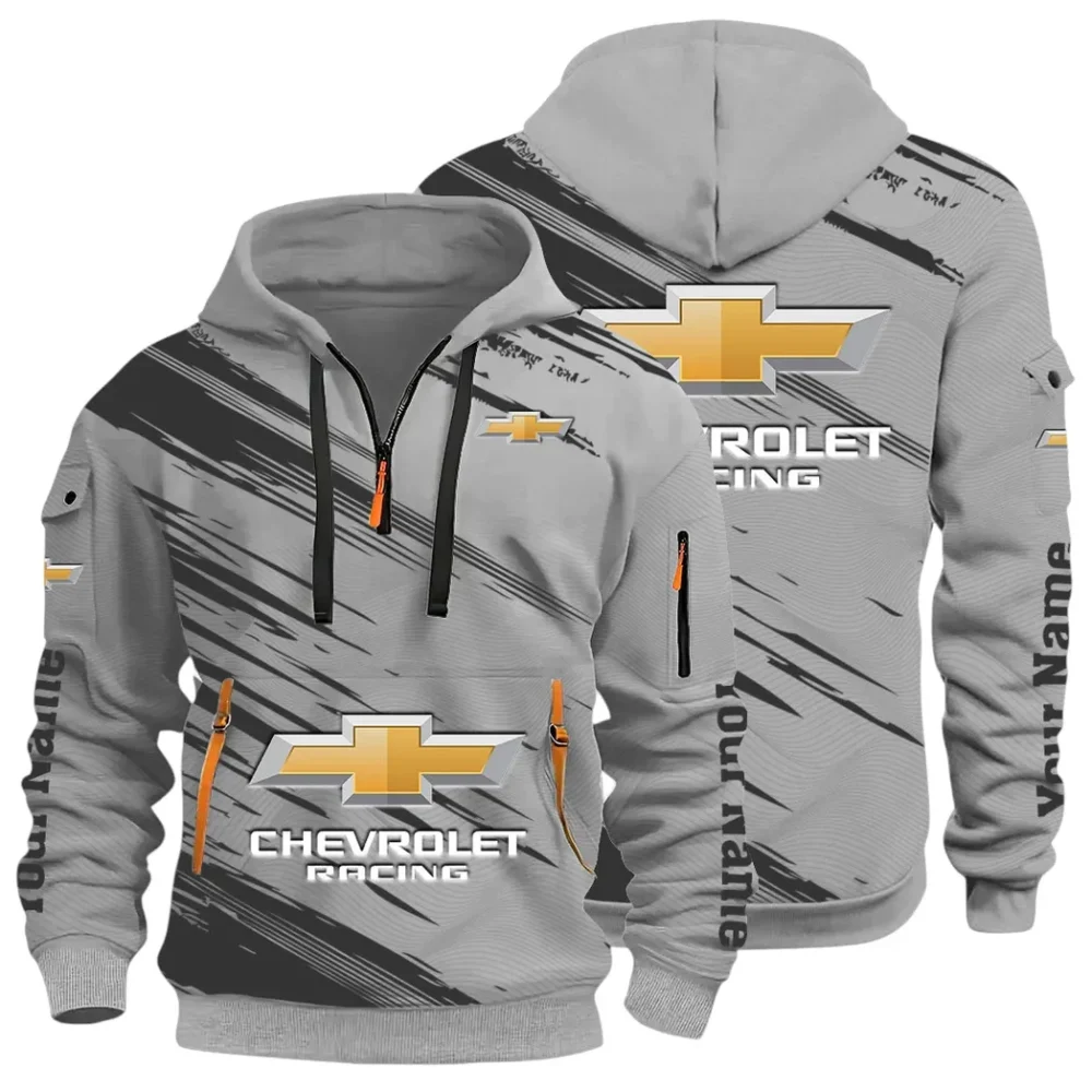 Classic Roadster Hoodie Half Zip 3D, Rugged Casual Fit Hoodie CAR514 - Gray