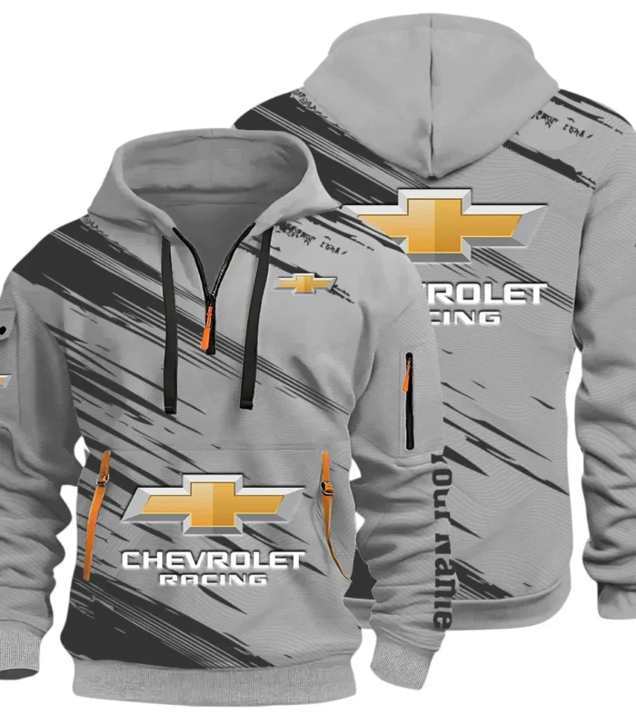 Classic Roadster Hoodie Half Zip 3D, Rugged Casual Fit Hoodie CAR514 - Gray
