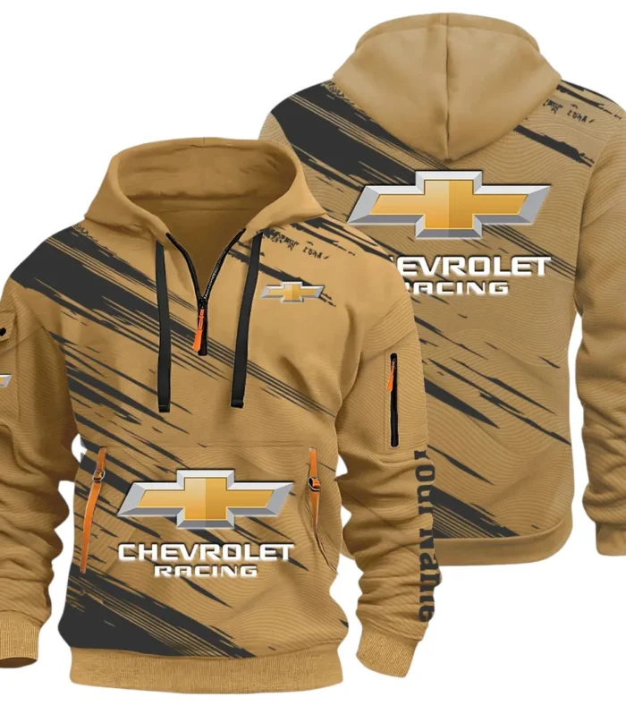 Classic Roadster Hoodie Half Zip 3D, Rugged Casual Fit Hoodie CAR514 - Khaki