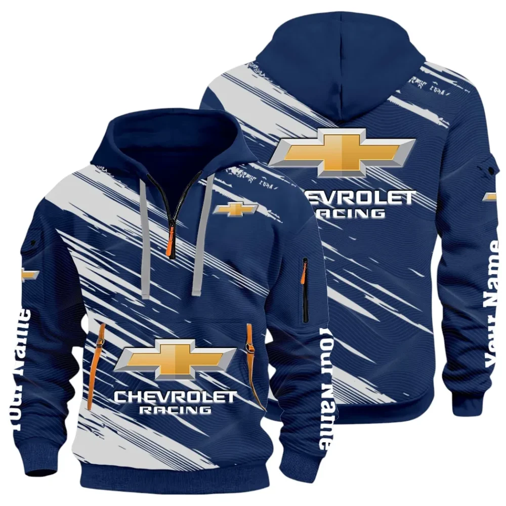 Classic Roadster Hoodie Half Zip 3D, Rugged Casual Fit Hoodie CAR514 - Navy