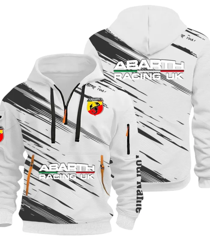 Hot Hatchback Hoodie Half Zip 3D, Sporty Urban Look Hoodie CAR514 - White