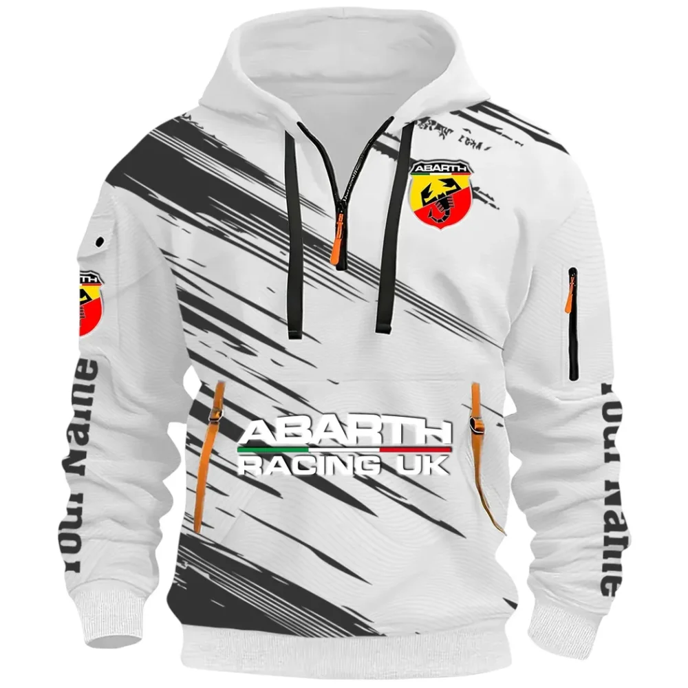 Hot Hatchback Hoodie Half Zip 3D, Sporty Urban Look Hoodie CAR514 - White - Image 2