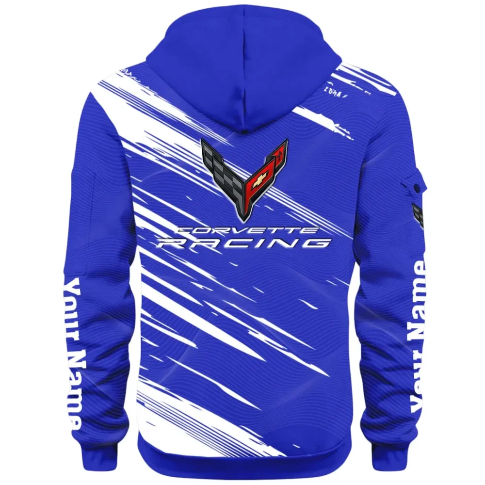 V8 Power Hoodie Half Zip 3D, Adventure-Ready Comfortable Hoodie CAR514 - Blue - Image 3