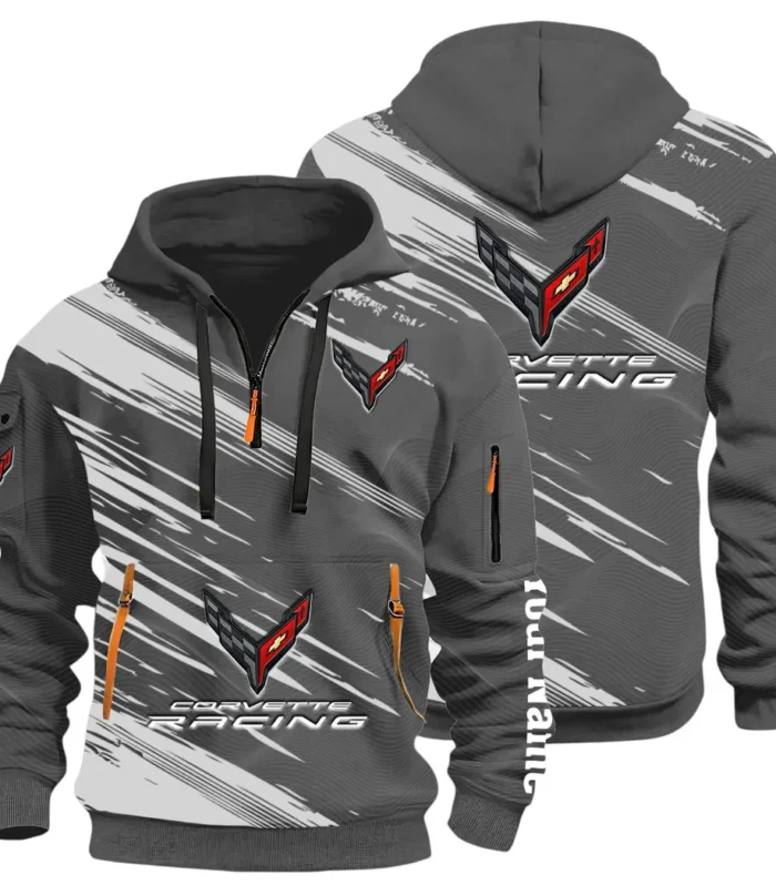 V8 Power Hoodie Half Zip 3D, Adventure-Ready Comfortable Hoodie CAR514 - Dark Gray