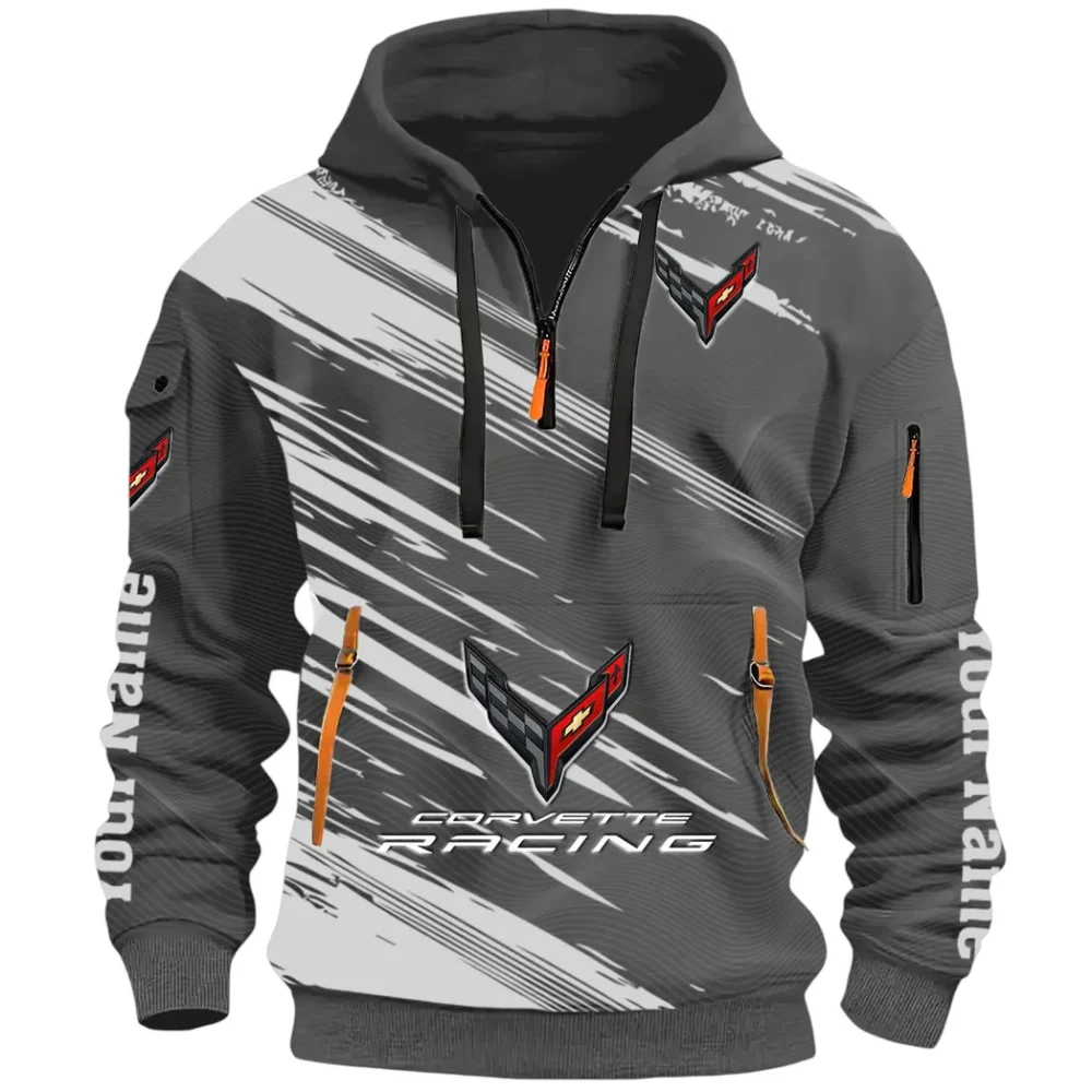 V8 Power Hoodie Half Zip 3D, Adventure-Ready Comfortable Hoodie CAR514 - Dark Gray - Image 2