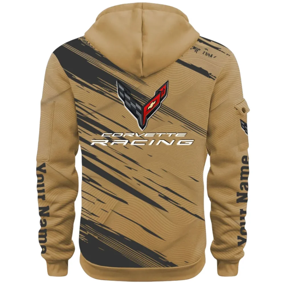 V8 Power Hoodie Half Zip 3D, Adventure-Ready Comfortable Hoodie CAR514 - Khaki - Image 3