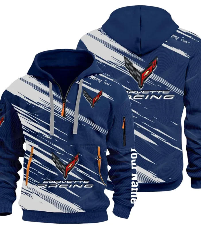 V8 Power Hoodie Half Zip 3D, Adventure-Ready Comfortable Hoodie CAR514 - Navy